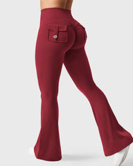 Women's Tummy Control Butt Lifting Pocket Flare Tight Yoga Pants