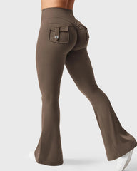 Women's Tummy Control Butt Lifting Pocket Flare Tight Yoga Pants