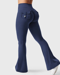 Women's Tummy Control Butt Lifting Pocket Flare Tight Yoga Pants