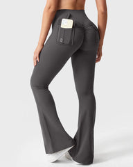 Women's Tummy Control Butt Lifting Pocket Flare Tight Yoga Pants