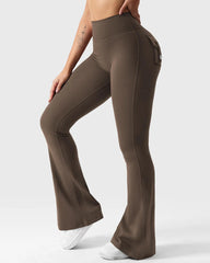 Women's Tummy Control Butt Lifting Pocket Flare Tight Yoga Pants