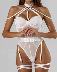 Sexy Lace-up Contrast Color Body-shaping One-piece Pajamas