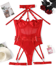 Sexy Lace-up Contrast Color Body-shaping One-piece Pajamas