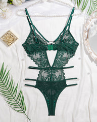 Sexy Lace Suspenders With Heart Ring Decoration One-Piece Pajamas