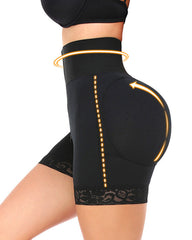 High-waisted Tummy-controlling, Hip-lifting Shapewear Shorts With Zippered Crotch