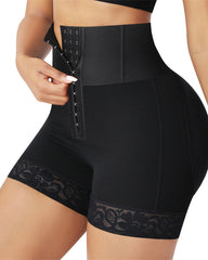 High-waisted Tummy-controlling, Hip-lifting Shapewear Shorts With Zippered Crotch