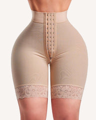 High-waisted Tummy-controlling, Hip-lifting Shapewear Shorts With Zippered Crotch