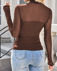 Women's High Neck Mesh Long Sleeve Bodysuit