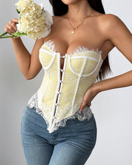 Sexy Lace Button Tube Top