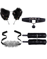 Sexy Bell Collar Tail Jewelry Maid Costume Headdress Neck Accessory Props Set