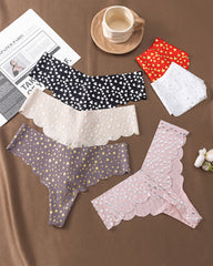 Sexy Seamless Ice Silk Heart Star Printed Panties