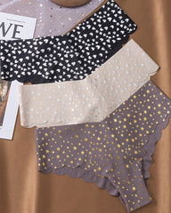 Sexy Seamless Ice Silk Heart Star Printed Panties