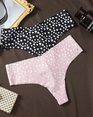 Sexy Seamless Ice Silk Heart Star Printed Panties