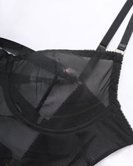 Sexy Back Hollow Mesh See-through Suspender Nightdress