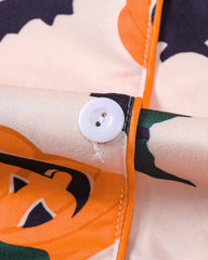 Halloween Fun Print Lapel Short-sleeved Shorts Casual Home Wear Suit