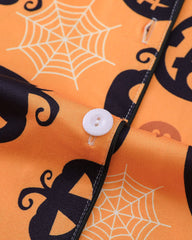 Casual Halloween Lapel Short-Sleeved Shorts Homewear Set