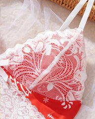 Sexy Halloween Print Lace Suspender and Shorts Loungewear Set