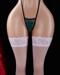 Sexy Cosplay Plaid Hollow Bodysuit Set