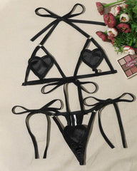Hollow Heart-shaped Breast-revealing Three-point Sexy Suit