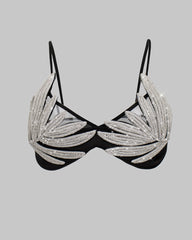 Silver Rhinestone Sexy Mesh Backless Camisole Bra