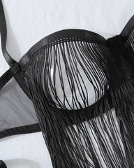 Sexy Lace See-through Tassel Hollow Underwear Set