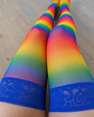 Lace-trimmed Stretch Stockings With Fun Prints