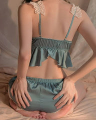 Sexy Lace Suspenders and Shorts Pajama Set