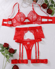 See-through Embroidered Lace Body-shaping Sexy Underwear Set