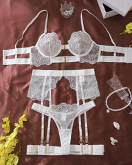 See-through Embroidered Lace Body-shaping Sexy Underwear Set