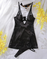 Sexy Slim-fitting Erotic Hollow Lace Splicing Nightdress