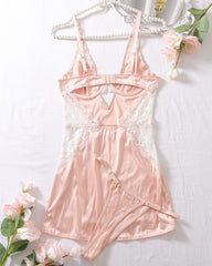 Sexy Slim-fitting Erotic Hollow Lace Splicing Nightdress