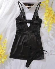 Sexy Slim-fitting Erotic Hollow Lace Splicing Nightdress