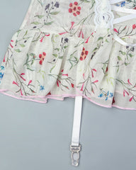 Floral Lace Stitching Stretch Mesh Sexy Pajamas and Stockings Set