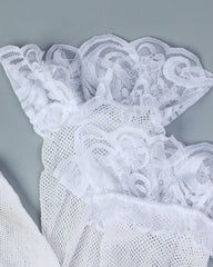 Floral Lace Stitching Stretch Mesh Sexy Pajamas and Stockings Set
