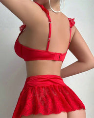 Sexy Lace Paneled Pajamas Set with Stockings