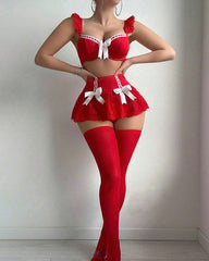 Sexy Lace Paneled Pajamas Set with Stockings