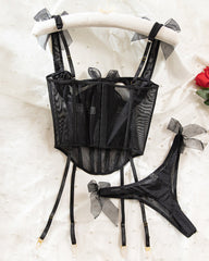 Sexy Comfortable See-through Bow Tie Fishbone Bra Set