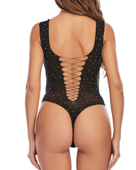 Women's Hot Diamond Shiny Sexy Underwear Mesh Hip Dress