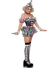 Halloween Female Clown Cosplay Uniform Party with Stockings Set