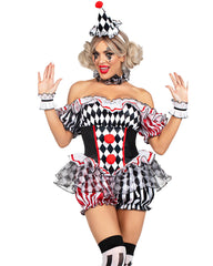 Halloween Female Clown Cosplay Uniform Party with Stockings Set