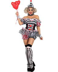 Halloween Female Clown Cosplay Uniform Party with Stockings Set