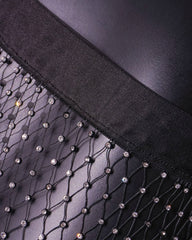 Rhinestone Fishnet Cutout Halter Neck Top and Skirt Set