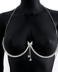 Fashion Sexy Diamond Studded Tassel Bra Necklace