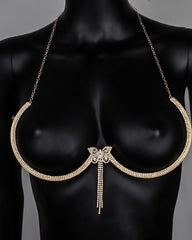 Fashion Sexy Diamond Studded Tassel Bra Necklace