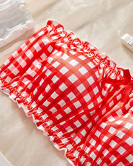 Sexy Colorblock Plaid Lace Maid Outfit