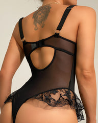 Sexy Butterfly Embroidered Lace Mesh One-piece Mood Pajamas