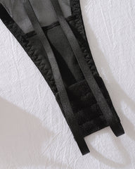 Sexy Floral Embroidery Hollow Heavy Craft Chain Bracelet Shaping Bodysuit Set