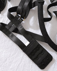 Sexy Floral Embroidery Hollow Heavy Craft Chain Bracelet Shaping Bodysuit Set