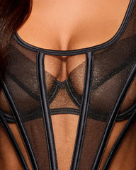 Sexy Mesh See-Through Back Zipper Sexy Lingerie Set