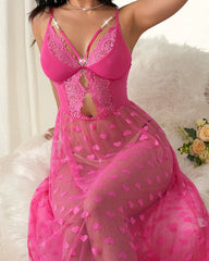 Sexy Pajamas Lace Heart Print Dress